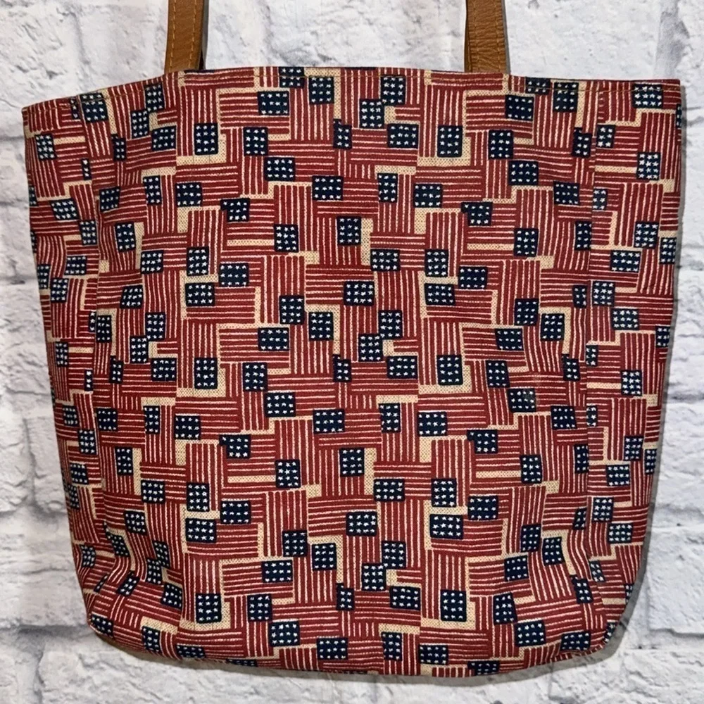 Longaberger Homestead Americana USA Flag Shoulder Tote Bag & Wallet Matching Set